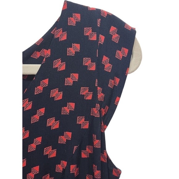 Naama BEZALEL Israeli Designer Cap Sleeve Geometric Print Pleated Dress, 36/US 6 - Picture 3 of 11